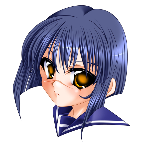 tsumura tokiko, busou renkin, 00s, blue hair, scar, yellow eyes