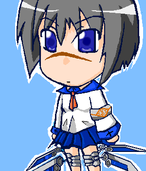 busou renkin, lowres, 00s, black hair, blue eyes, scar, school uniform, serafuku, valkyrie skirt