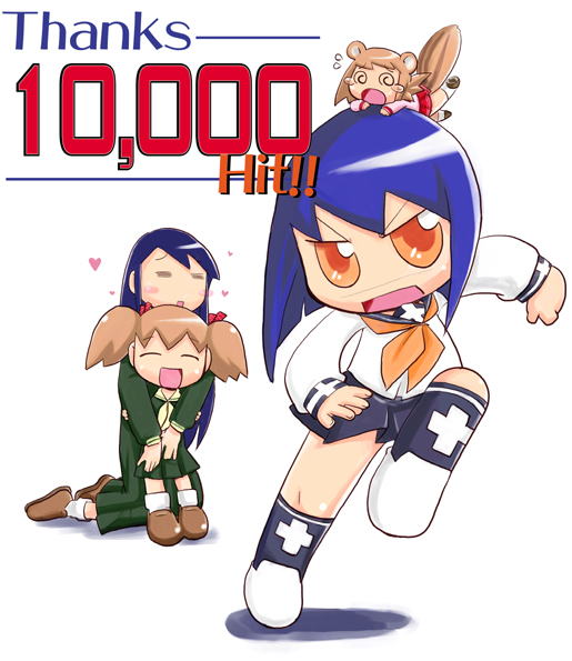 tsumura tokiko, busou renkin, tagme, 00s, blue hair, crossover, scar, school uniform, serafuku, yellow eyes
