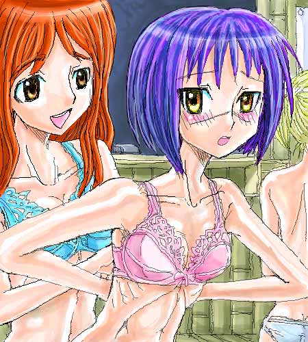mutou mahiro, tsumura tokiko, busou renkin, lowres, 00s, blue hair, brown eyes, brown hair, scar, yellow eyes