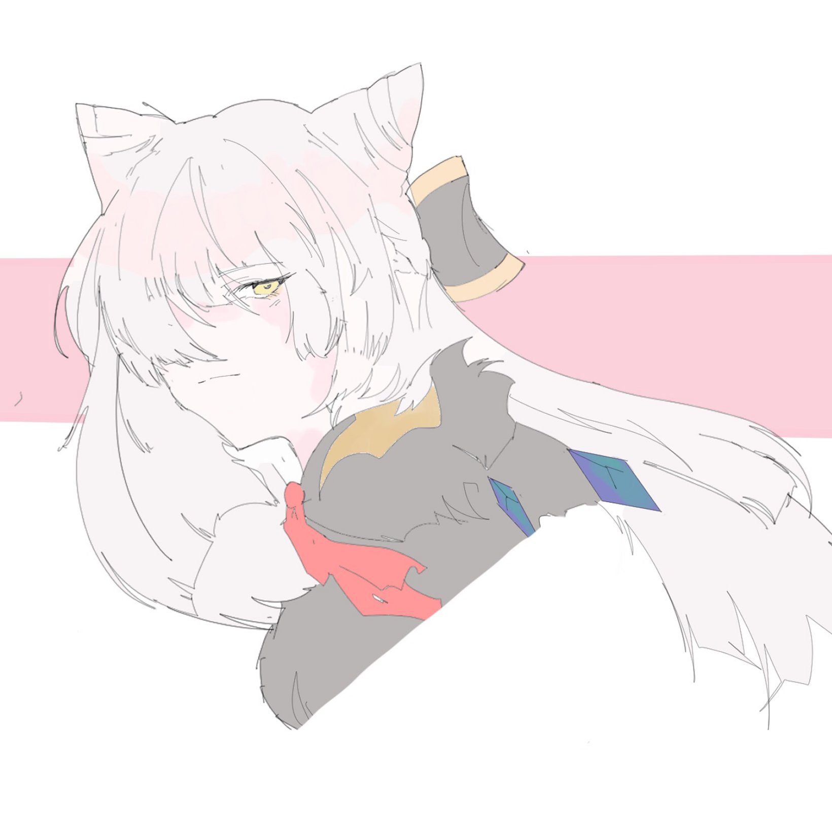 chaos puss in boots (grimms notes), grimms notes, bad id, bad twitter id, 1girl, closed mouth, cropped torso, drill hair, half-closed eyes, long hair, solo, upper body, winterdali, yellow eyes