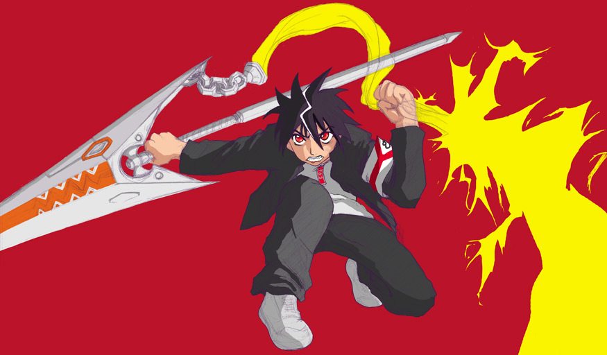 mutou kazuki, busou renkin, 00s, brown hair, red eyes, sunlight heart