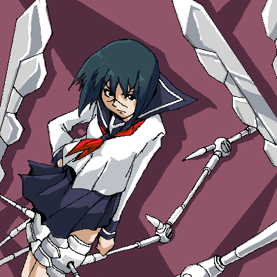 tsumura tokiko, busou renkin, lowres, 00s, black hair, scar, school uniform, serafuku, valkyrie skirt