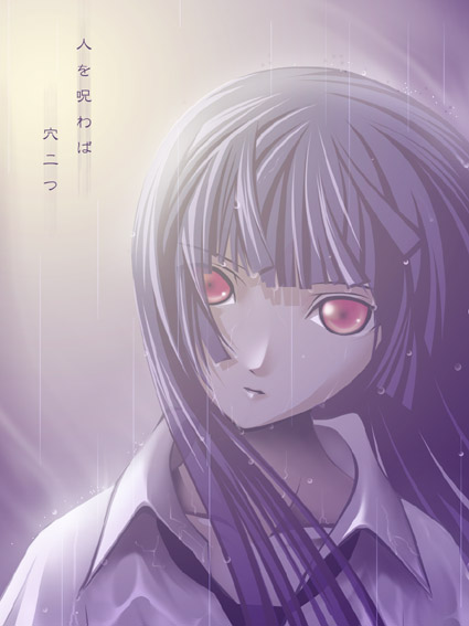 enma ai, jigoku shoujo, tagme, 00s, black hair, red eyes