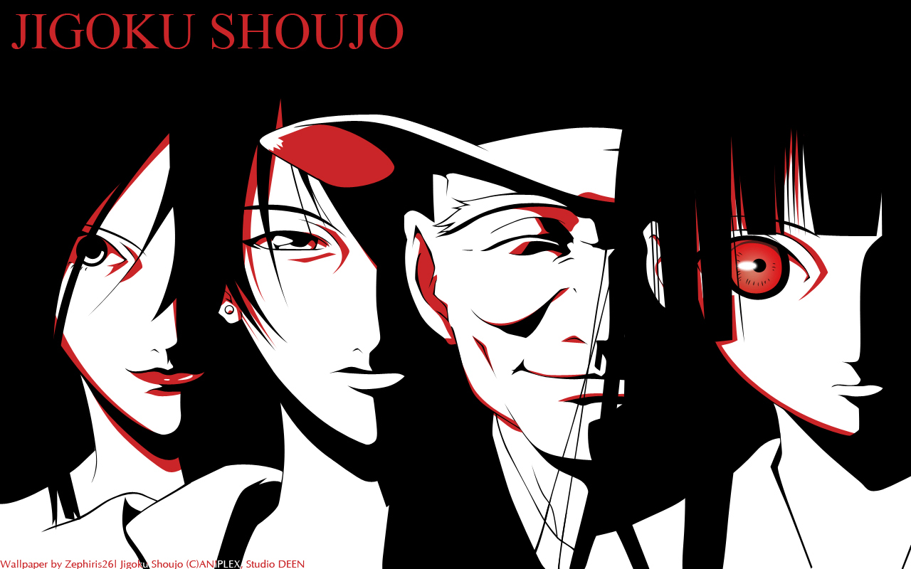 wanyuudou, enma ai, hone onna, ichimoku ren, jigoku shoujo, official art, official wallpaper, 00s