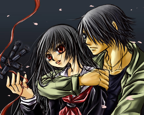 enma ai, ichimoku ren, jigoku shoujo, lowres, 00s, black hair, red eyes, school uniform, serafuku