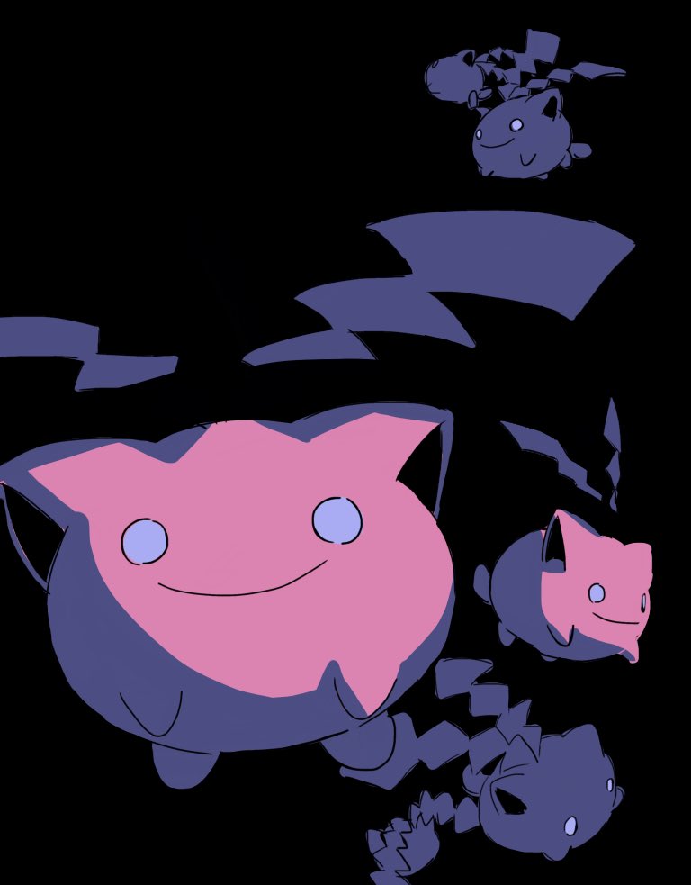 lukasandatta, hoppip, nintendo, pokemon, animal focus, black background, closed mouth, full body, gen 2 pokemon, leaf, monochrome, no humans, pokemon (creature), pokemon focus, simple background, smile