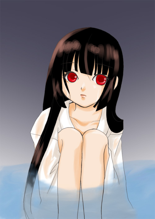 enma ai, jigoku shoujo, tagme, 00s, black hair, red eyes