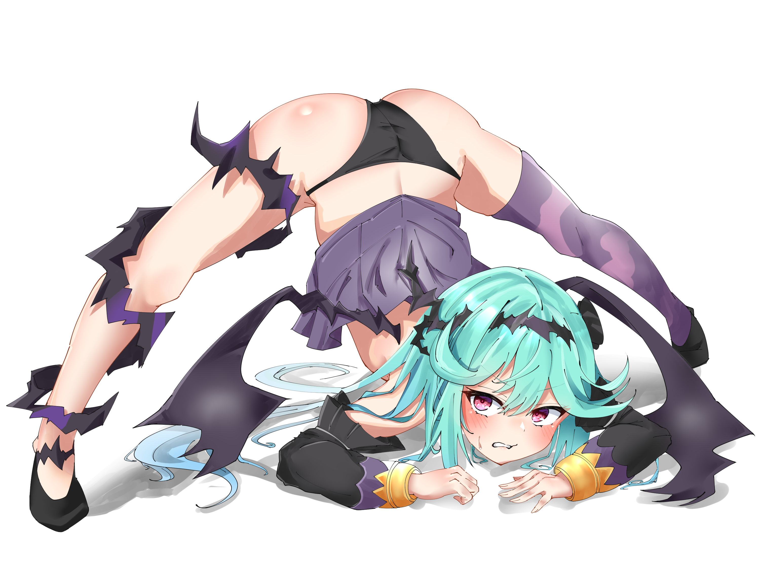 sabaru11037, chaos aurora (grimms notes), grimms notes, 1girl, ass, black panties, full body, jack-o' challenge, long hair, panties, solo, thorns, underwear
