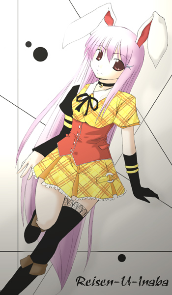 natsumi akira, reisen udongein inaba, touhou, 1girl, animal ears, female focus, rabbit ears, solo, standing, thighhighs
