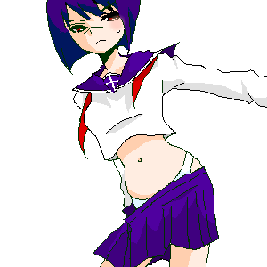 tsumura tokiko, busou renkin, lowres, 00s, blue hair, panties, scar, school uniform, serafuku, underwear