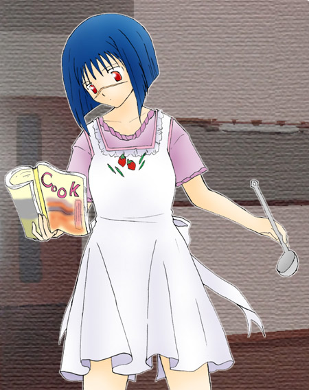 tsumura tokiko, busou renkin, 00s, blue hair, red eyes, scar