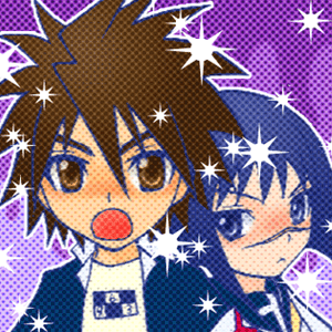 mutou kazuki, tsumura tokiko, busou renkin, lowres, 00s, blue eyes, brown eyes, brown hair, scar, school uniform, serafuku