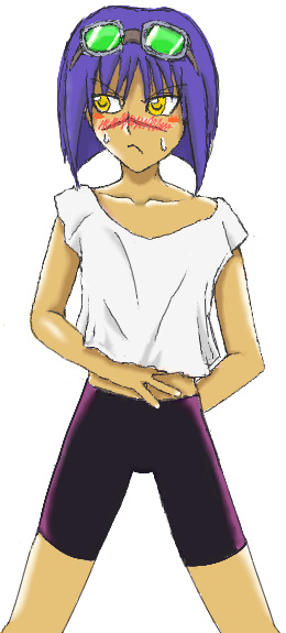tsumura tokiko, busou renkin, cowboy bebop, 00s, 1990s (style), blue hair, blush, crossover, scar, yellow eyes