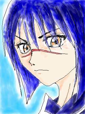 tsumura tokiko, busou renkin, lowres, 00s, blue hair, scar, school uniform, serafuku, yellow eyes