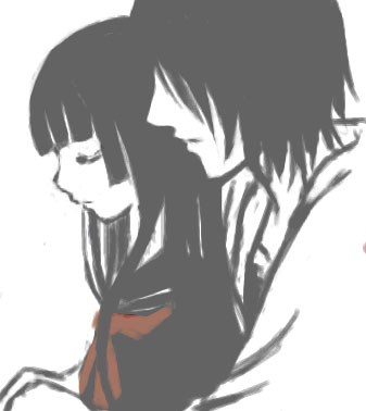 enma ai, ichimoku ren, jigoku shoujo, lowres, 00s, black hair, school uniform, serafuku