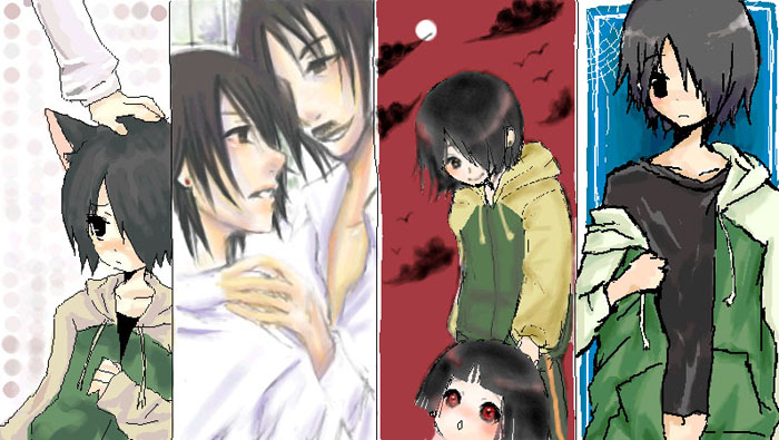enma ai, ichimoku ren, jigoku shoujo, 00s, animal ears, black hair, cat ears, red eyes