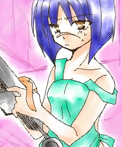 tsumura tokiko, busou renkin, lowres, 00s, blue hair, scar, valkyrie skirt, yellow eyes
