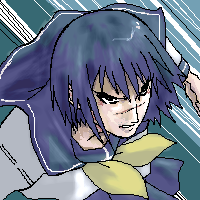 tsumura tokiko, busou renkin, lowres, 00s, blue hair, scar, school uniform, serafuku