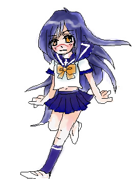 tsumura tokiko, busou renkin, lowres, 00s, blue hair, scar, school uniform, serafuku, yellow eyes
