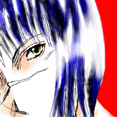 tsumura tokiko, busou renkin, lowres, 00s, blue hair, scar, yellow eyes