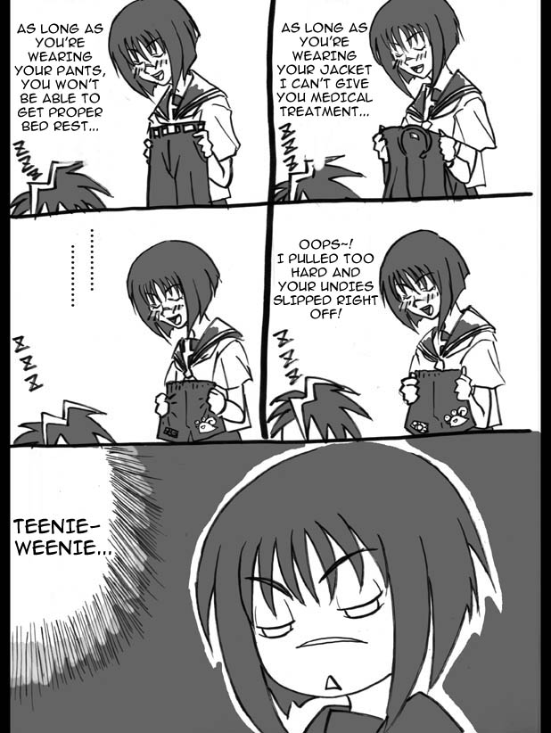 mutou kazuki, tsumura tokiko, busou renkin, hard-translated, third-party edit, 00s, 1boy, blush, comic, greyscale, monochrome, scar, school uniform, serafuku, undressing
