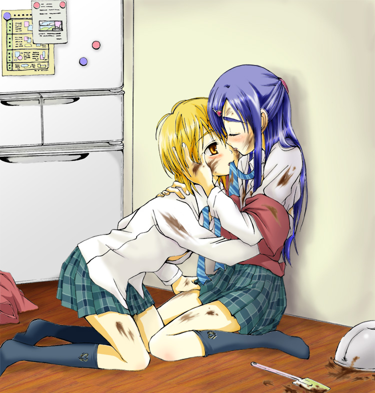 misumi nagisa, yukishiro honoka, futari wa precure, precure, 00s, blue hair, brown eyes, brown hair, school uniform, serafuku