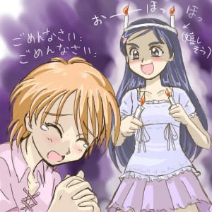 misumi nagisa, yukishiro honoka, futari wa precure, precure, lowres, 00s, blue eyes, blue hair, brown hair