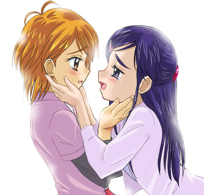 misumi nagisa, yukishiro honoka, futari wa precure, precure, lowres, 00s, blue eyes, blue hair, brown eyes, brown hair