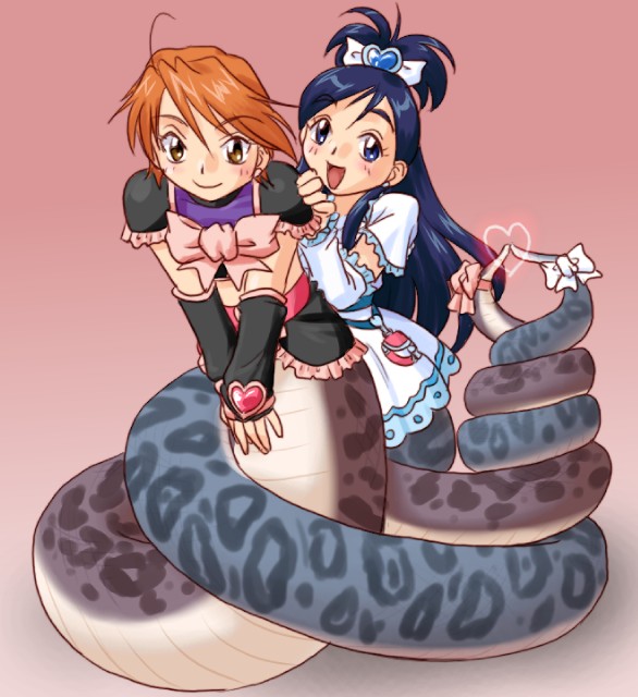 cure black, cure white, misumi nagisa, yukishiro honoka, futari wa precure, precure, 00s, blue eyes, blue hair, brown eyes, brown hair