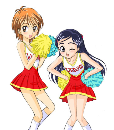 misumi nagisa, yukishiro honoka, futari wa precure, precure, lowres, 00s, blue eyes, blue hair, brown eyes, brown hair
