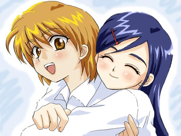 misumi nagisa, yukishiro honoka, futari wa precure, precure, 00s, blue hair, brown eyes, brown hair