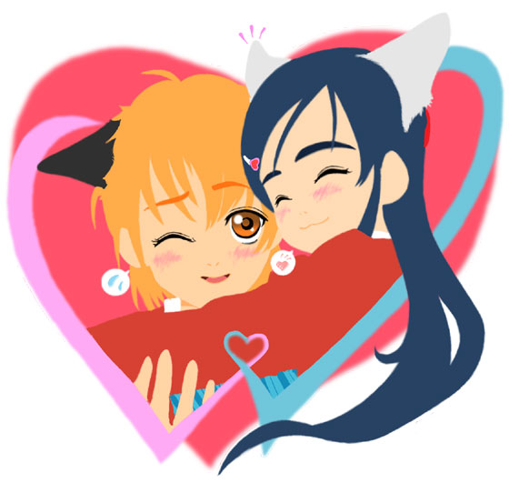 misumi nagisa, yukishiro honoka, futari wa precure, precure, 00s, animal ears, blue hair, brown eyes, brown hair, cat ears