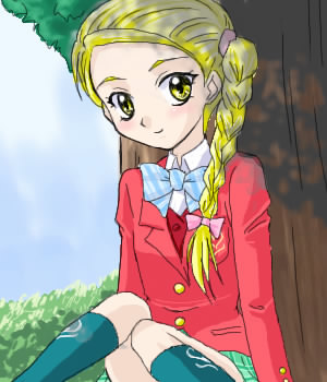kujou hikari, futari wa precure, futari wa precure max heart, precure, lowres, 00s, blonde hair, green eyes, school uniform, serafuku