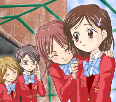 precure, lowres, tagme, brown eyes, brown hair, glasses, school uniform, serafuku