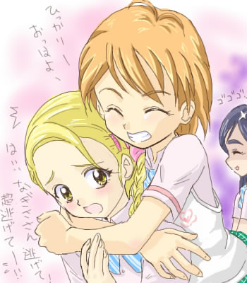 kujou hikari, misumi nagisa, yukishiro honoka, futari wa precure, futari wa precure max heart, precure, lowres, 00s, blonde hair, brown hair, green eyes