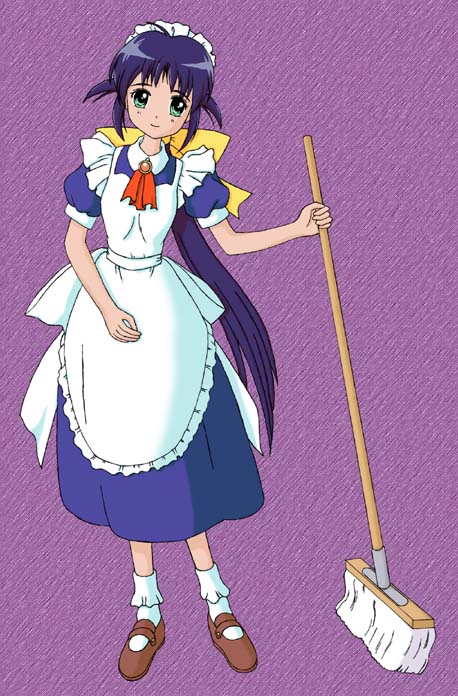 andou mahoro, mahoromatic, blue hair, green eyes, maid