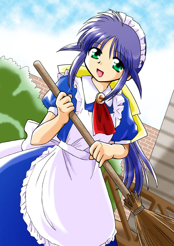andou mahoro, mahoromatic, blue hair, green eyes, maid