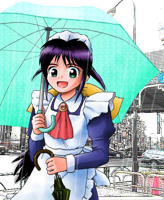 andou mahoro, mahoromatic, blue hair, green eyes, maid