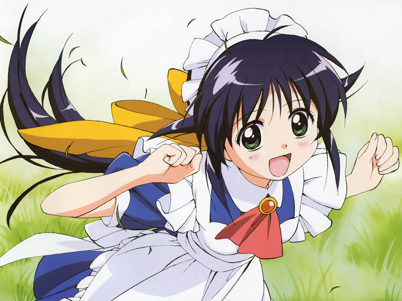 andou mahoro, mahoromatic, blue hair, green eyes, maid