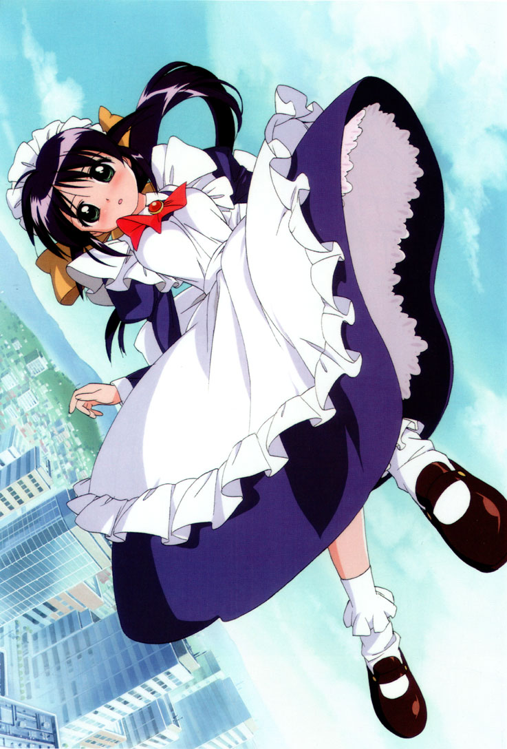 andou mahoro, mahoromatic, blue hair, green eyes, maid