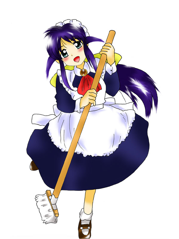 andou mahoro, mahoromatic, blue hair, green eyes, maid
