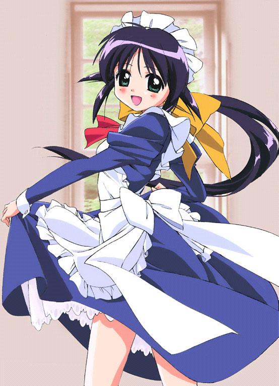 andou mahoro, mahoromatic, blue hair, green eyes, maid