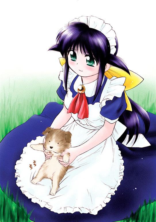 andou mahoro, mahoromatic, blue hair, green eyes, maid