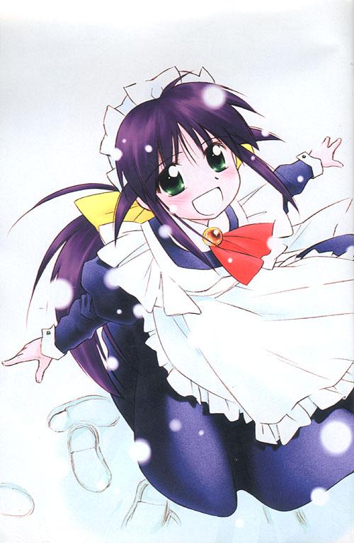 andou mahoro, mahoromatic, blue hair, green eyes, maid