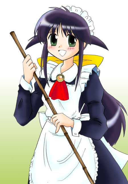 andou mahoro, mahoromatic, blue hair, green eyes, maid