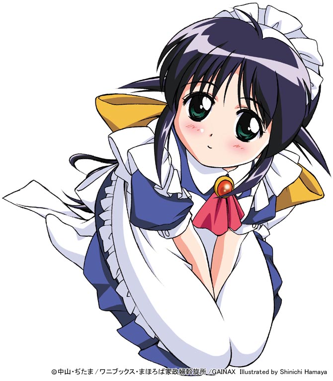 andou mahoro, mahoromatic, blue hair, green eyes, maid