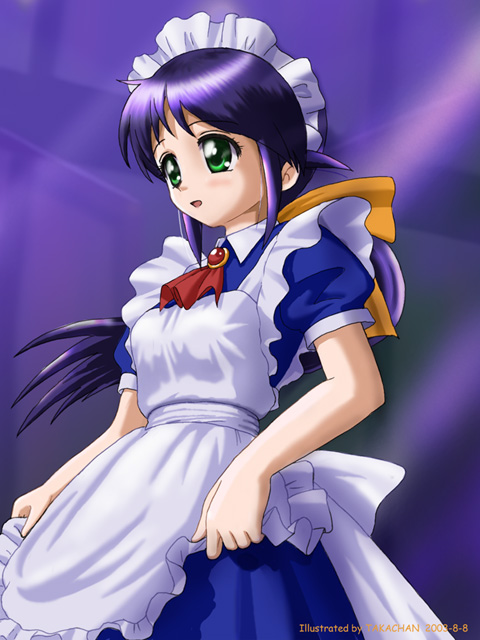 andou mahoro, mahoromatic, blue hair, green eyes, maid