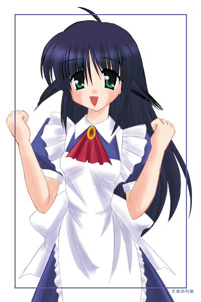 andou mahoro, mahoromatic, blue hair, green eyes, maid
