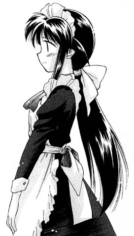 andou mahoro, mahoromatic, lowres, tagme, 1girl, female focus, maid, monochrome, simple background, solo